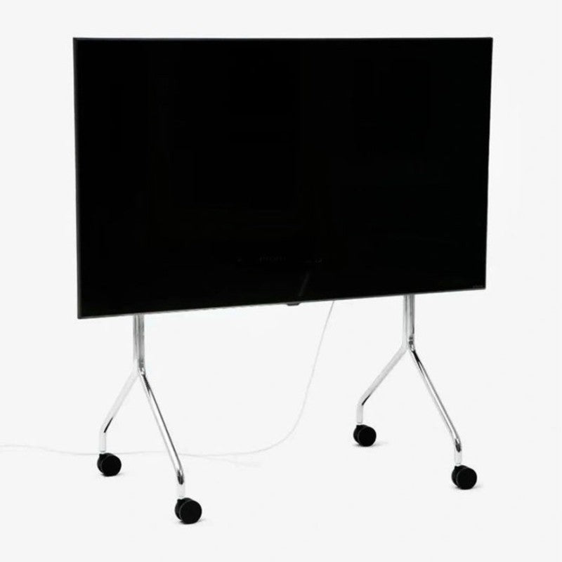 MOMO Stainless Steel Mobile Television Stands | 43–75 Inch Height-Adjustable Rolling Display Stand