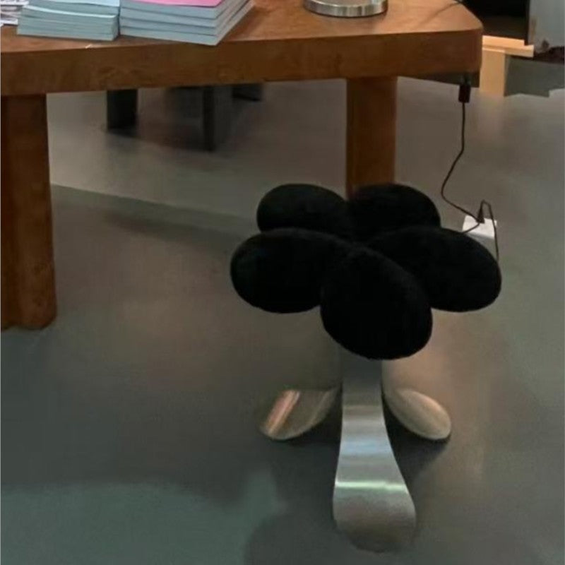 MOMO Flower-Petal Dresser Stool | Plush Velvet Bloom Seat with Stainless Steel X-Base - alternate view 11