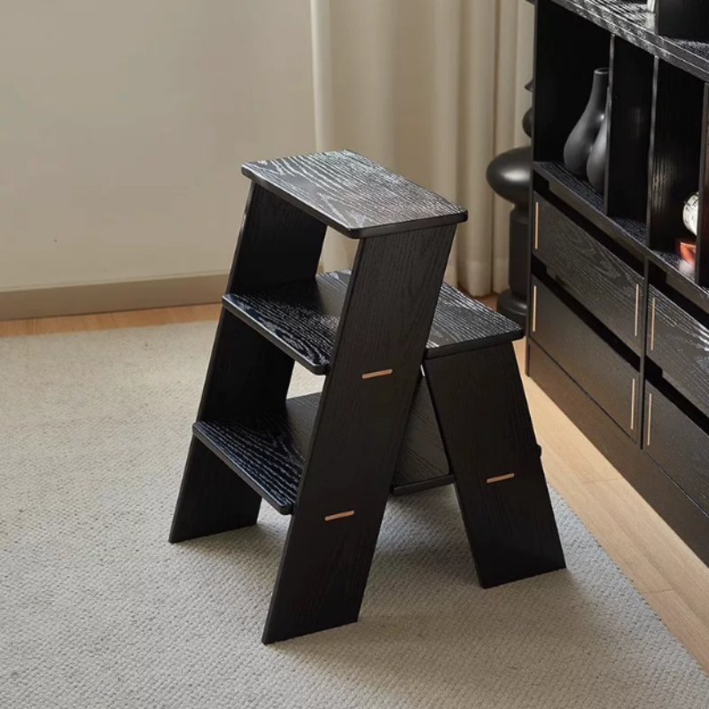 Wooden Two-Tier Step Stool and Side Table