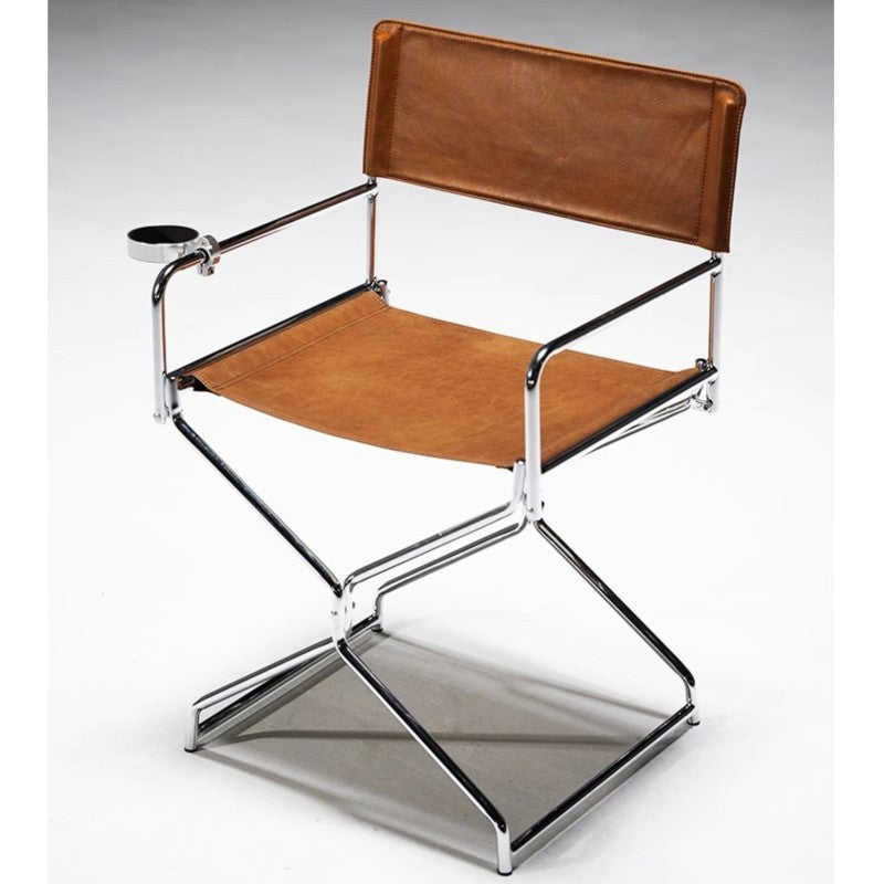 MOMO Foldable Director Chair | Oil-Wax Fabric & Chrome Steel with Cup Holder - alternate view 6
