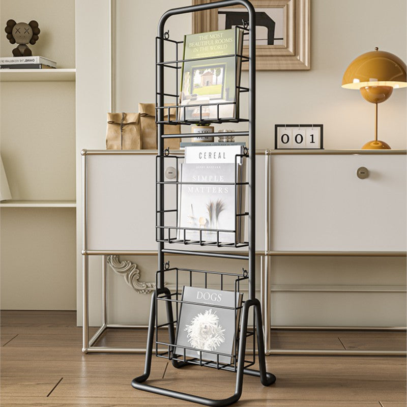 MOMO Iron Bookshelf | 3-Tier Wire Magazine Rack | Slim Floor Standing Book & Display Stand - alternate view 9
