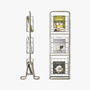 MOMO Iron Bookshelf | 3-Tier Wire Magazine Rack | Slim Floor Standing Book & Display Stand - alternate view 2