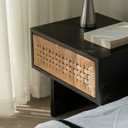 Handwoven Rattan Bedside Storage Cabinet