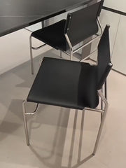 Saddle Leather & Stainless Steel Dining Chair