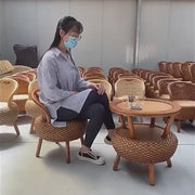 Japanese Woven Rattan Round Stool