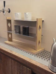 Wooden Mug Rack with Aluminum Shelves