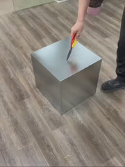Stainless Steel Cube Form Side Table