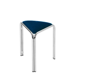 MOMO Antique Dining Stool | Triangular Upholstered Seat | Chrome Steel Stackable Stool - alternate view 12
