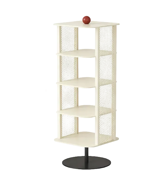 MOMO Italian Rotating Shoe Rack | 4-Tier Iron Mesh Tower with Round Base & Ball Finial - alternate view 7