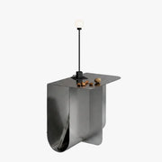 MOMO Stainless Steel Side Table | Sculptural U-Base Sofa End Table - alternate view 2