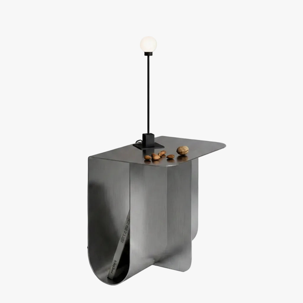 MOMO Stainless Steel Side Table | Sculptural U-Base Sofa End Table - alternate view 2
