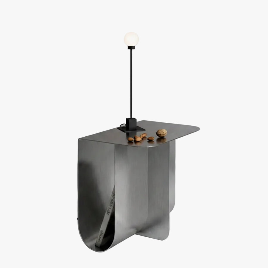 MOMO Stainless Steel Side Table | Sculptural U-Base Sofa End Table - alternate view 2