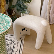 MOMO Cat Stool | Sculptural Boucle Shoe-Changing Bench for Entryway